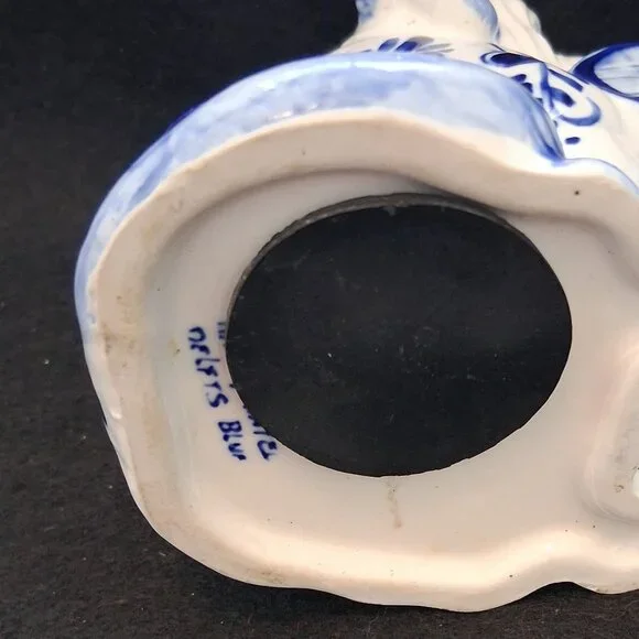 Vintage Delft Blue Ceramic Dog Coin Bank – Hand Painted Blue & White Collectible - Picture 10 of 12